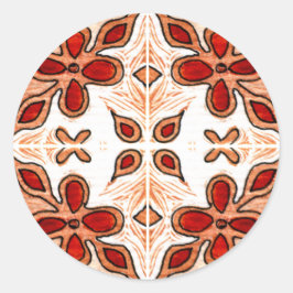 Blomande Orange inspirerad av portugisiska Azulejo Runt Klistermärke