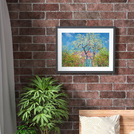 Blomande päron träd, Monet Poster