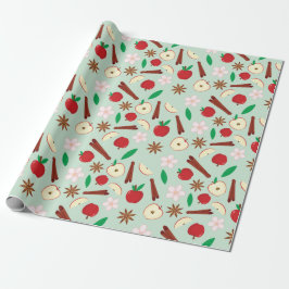 Blomäpplen och kanel Sömlös Thanksgiving Presentpapper