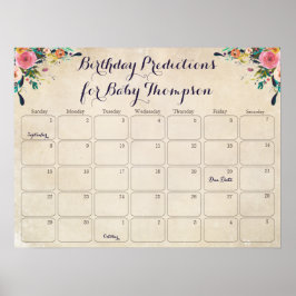 Blombabyshower Födelsedags Förutsägelsekalender Poster