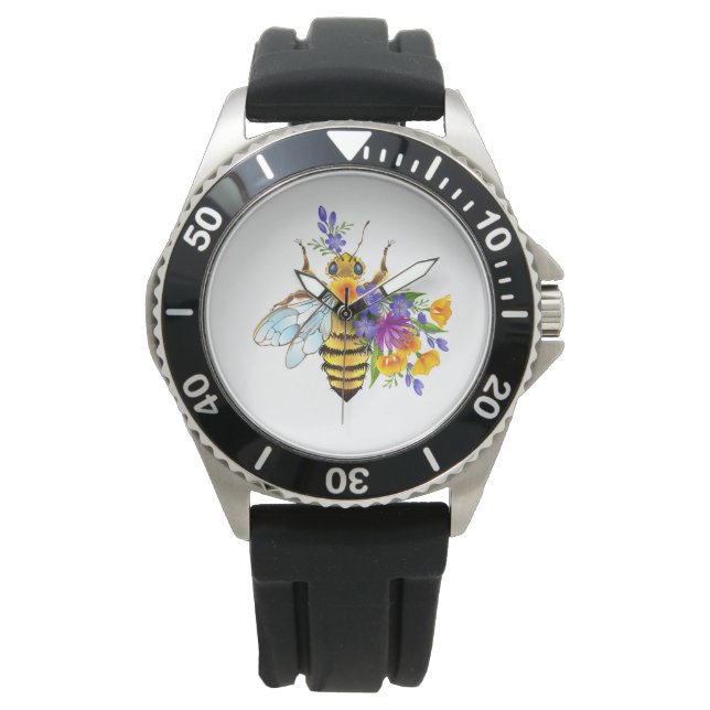 Blombi med vilda växter armbandsur (Framsida)