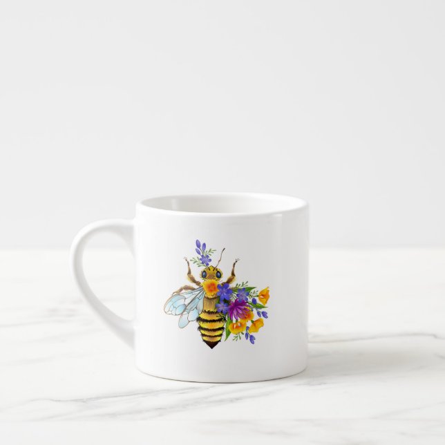Blombi med vilda växter espressomugg (Vänster)