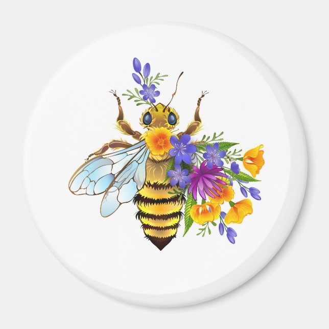 Blombin med vilda växter magnet (Framsidan)
