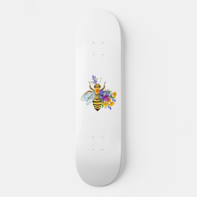 Blombin med vilda växter mini skateboard bräda 18,5 cm (Framsida)
