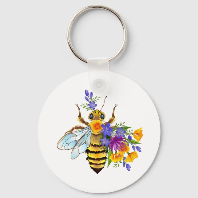 Blombin med vilda växter nyckelring (Framsida)