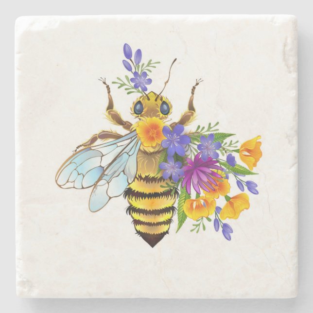 Blombin med vilda växter stenunderlägg (Framsidan)