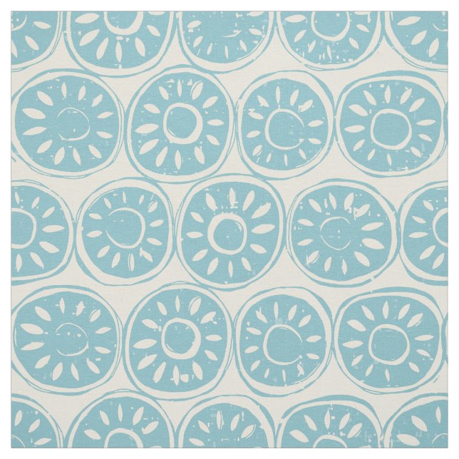 Blomblock blå elfenben tyg (Provkarta)