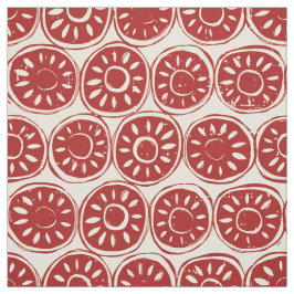 Blomblock röd elfenben tyg