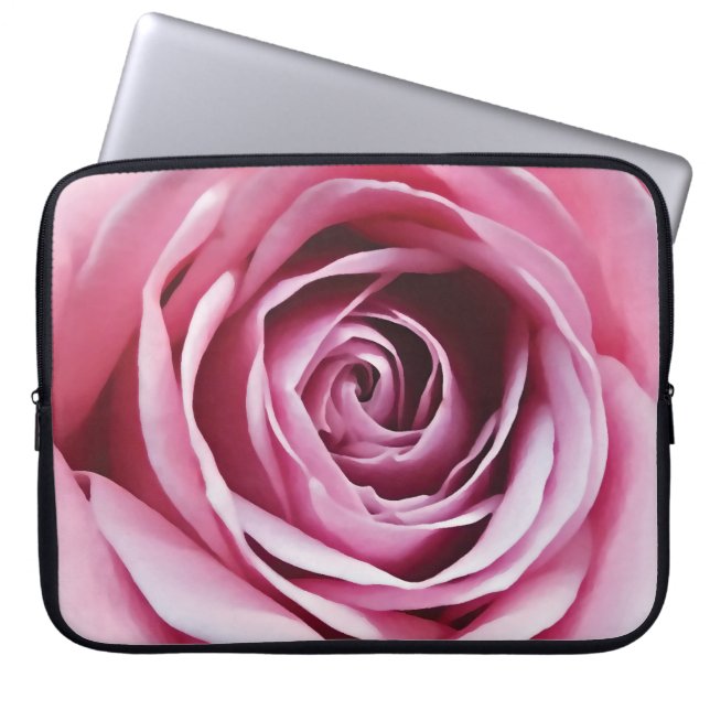 Blomblomma av söta rosa ros-flickor laptop fodral (Framsidan)