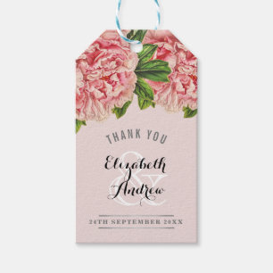 Blomblomma från den  blommigten för rosa i bröllop presentetikett