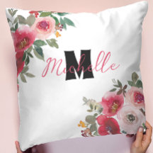 Blomblomma med monogrammad Snyggt röd och rosa