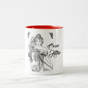 Blomblommor från Alphonse mucha art nouveau Två-Tonad Mugg
