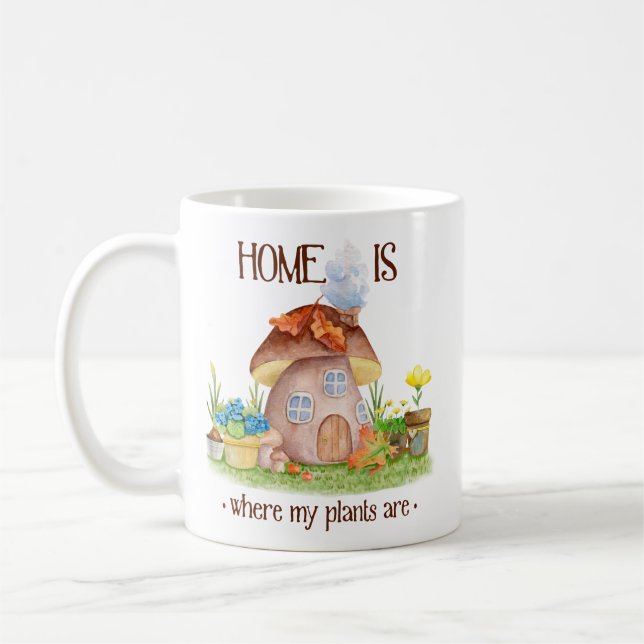 Blomblommor från trädgård av trädgårdschampinjon kaffemugg (Vänster)