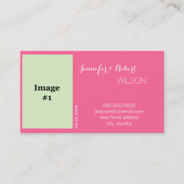 Blombrid från rosa ros, ny adress från bröllop visitkort