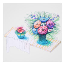 Blombukett, färgstark och livfull