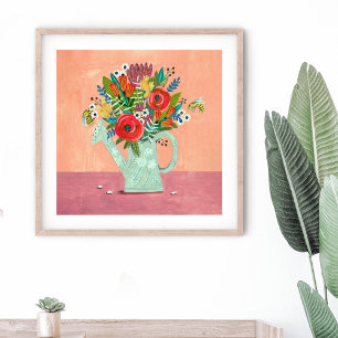 Blombukett i vattnen kan rosa poster
