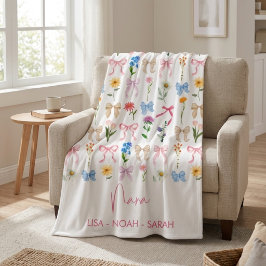 Blombukett till mormor och barnbarn fleecefilt