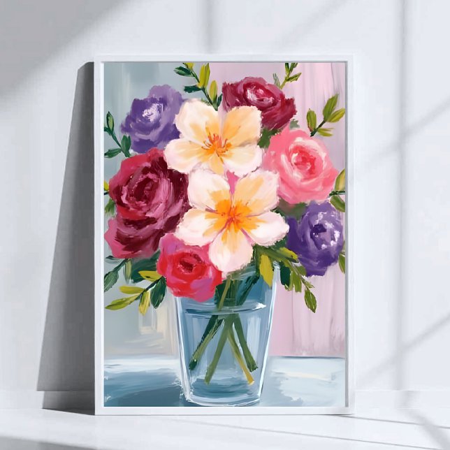 Blombukett Vattenfärg Blommig Målning Poster (Skapare uppladdad)