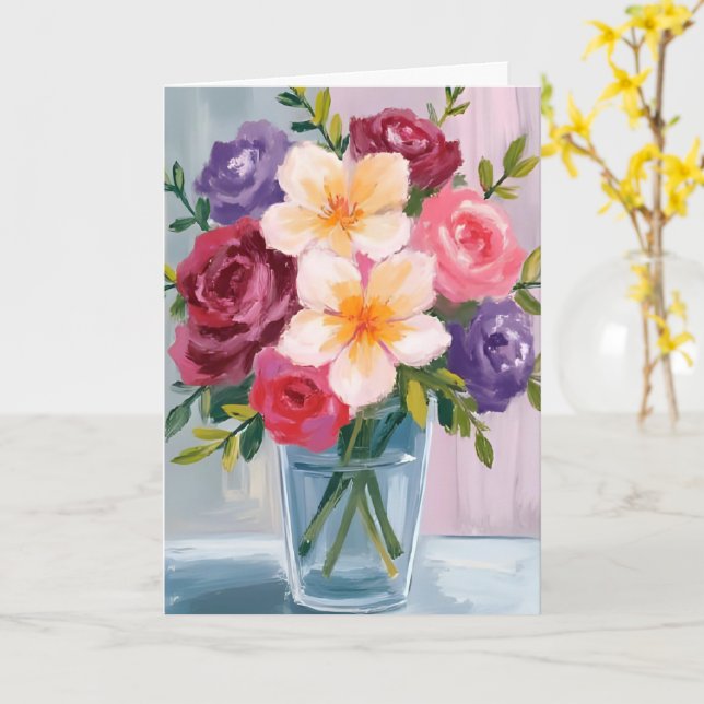 Blombukett Vattenfärg Blomsterkonst Kort (Gul blomma)