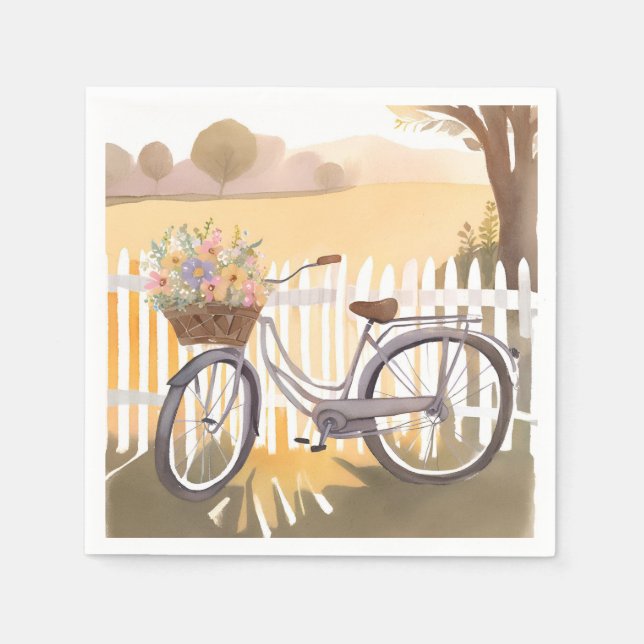 Blombukettcykel | Blommig akvarell Pappersservett (Framsidan)