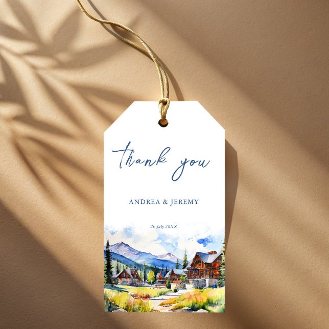 Blombyn Colorado sommar scenery bröllop Presentetikett (Mountain village Colorado summer scenery landscape wedding thank you favor Gift Tags favor tags)
