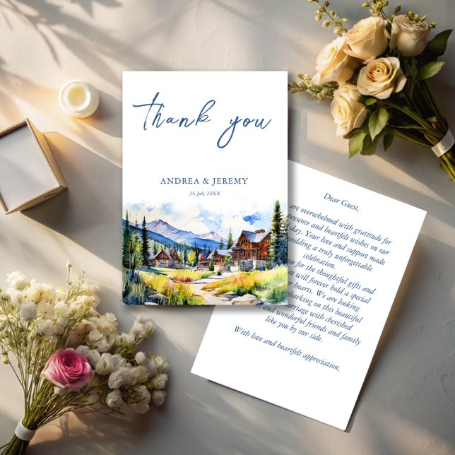 Blombyn Colorado sommar scenery bröllop Tack Kort (Colorado Mountain village Breckenridge summer landscape scenery wedding Thank You Cards)