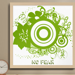 Blomcirkel med Kanji för Courage Poster