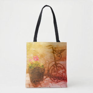 Blomcykelkonst Vintage Distressed Tygkasse