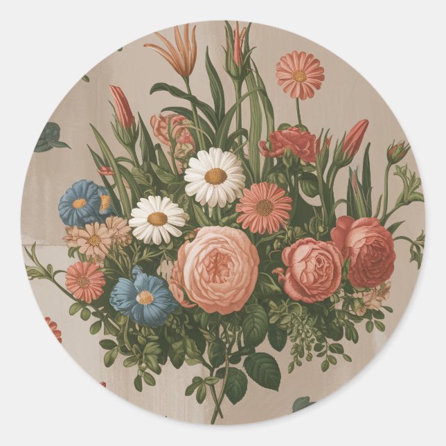 Blomdekal Runt Klistermärke (Framsida)