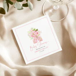 Blomdekorerade alfabetblock av rosa pappersservett