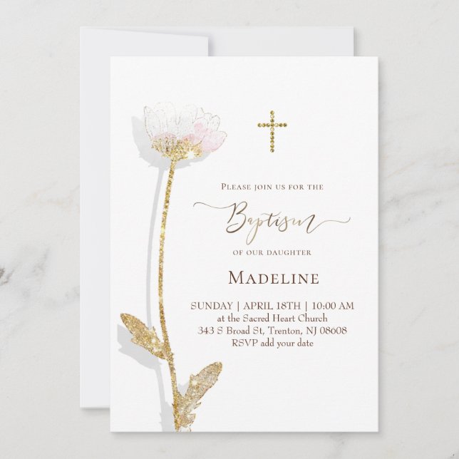 blomdesign Dop Inbjudningar (Framsida)