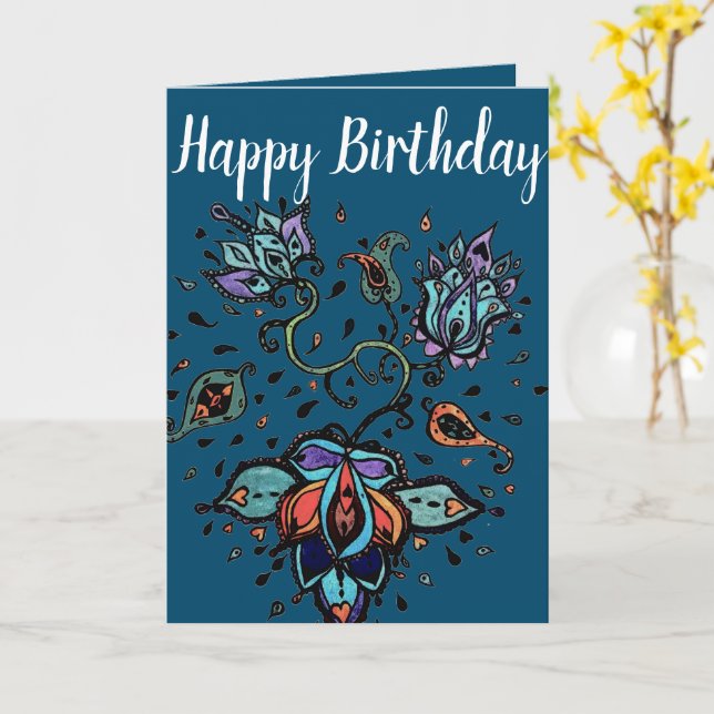 Blomdesign för Anpassningsbar i Grattis på födelse Kort (Gul blomma)