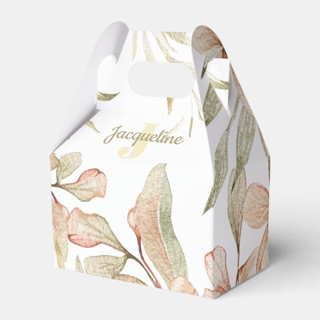 Blomdesign för monogrampastel baby rosa himlar bab presentaskar (Framsidan Sidan)