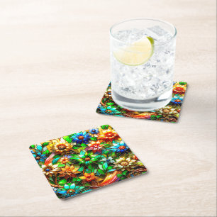Blomdesign Underlägg Papper Kvadrat