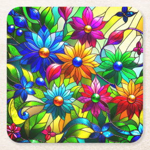 Blomdesign Underlägg Papper Kvadrat