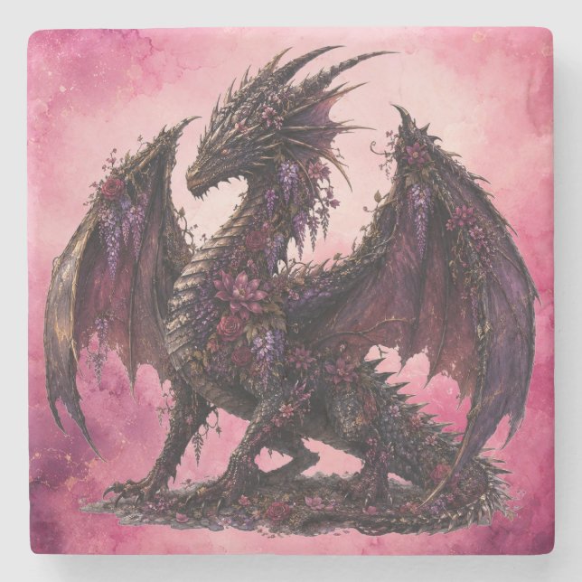Blomdrake | Botanisk Fantasydrake Stenunderlägg (Framsidan)