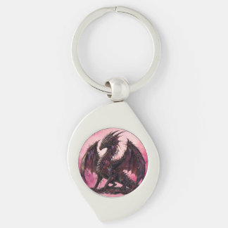 Blomdrake | Botanisk Fantasydrake Swirl Silverfärgad Nyckelring