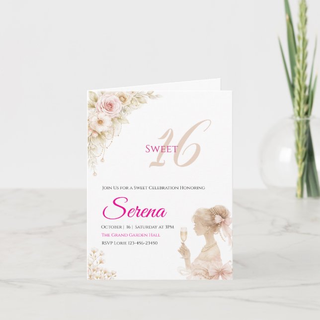 Blomdrömmig Mjuk Söt 16 Födelsedagsgratulationskor Anteckningskort (Framsida)