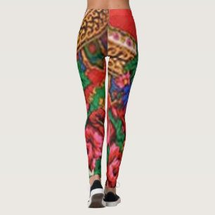 Blomeffekt i mörkens  och blandade gröntar leggings