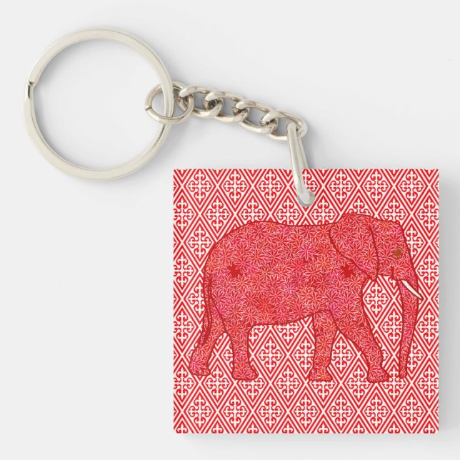 Blomelefant - djup röd och koral (Framsidan)