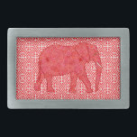 Blomelefant - djup röd och koral<br><div class="desc">Blandad digital grafik från mönster av en rikligt sköljd elefant mot en arabesque med rutor - Flower mönster i skuggor av djup röd till korallröd med korallröd och vit bakgrund</div>