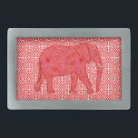 Blomelefant - djup röd och koral<br><div class="desc">Blandad digital grafik från mönster av en rikligt sköljd elefant mot en arabesque med rutor - Flower mönster i skuggor av djup röd till korallröd med korallröd och vit bakgrund</div>