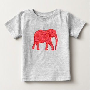 Blomelefant - djup röd och koral baby T-Shirt