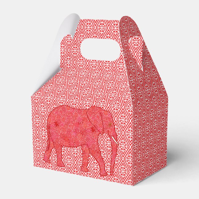 Blomelefant - djup röd och koral presentaskar (Framsidan Sidan)