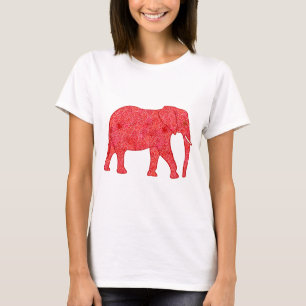 Blomelefant - djup röd och koral t shirt