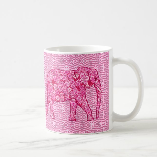 Blomelefant - fuchsisk rosa kaffemugg (Höger)