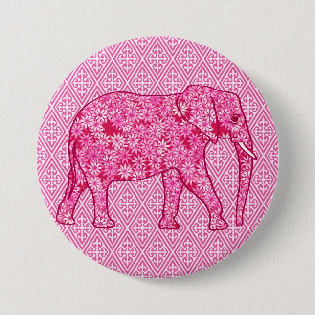 Blomelefant - fuchsisk rosa knapp (Framsida)