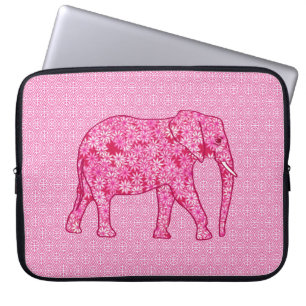 Blomelefant - fuchsisk rosa laptop fodral