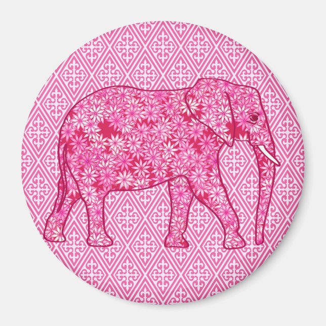 Blomelefant - fuchsisk rosa magnet (Framsidan)