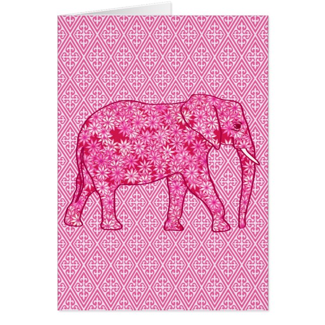 Blomelefant - fuchsisk rosa OBS kort (Framsidan)